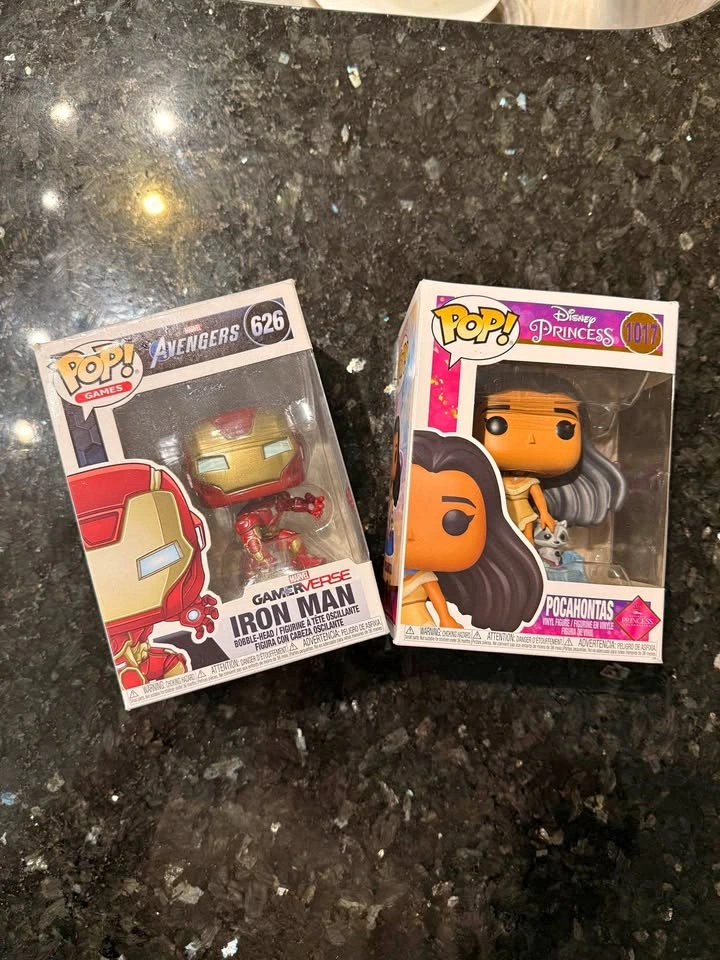 Funko Pop Iron Man and Pocahontas