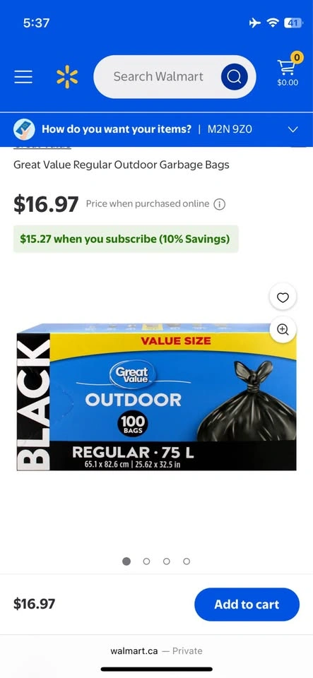Great Value Garbage Bags 75L - photo 2