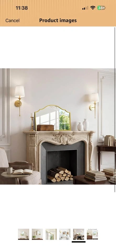 Vintage Scalloped Gold Arched Wall Mirror - photo 5