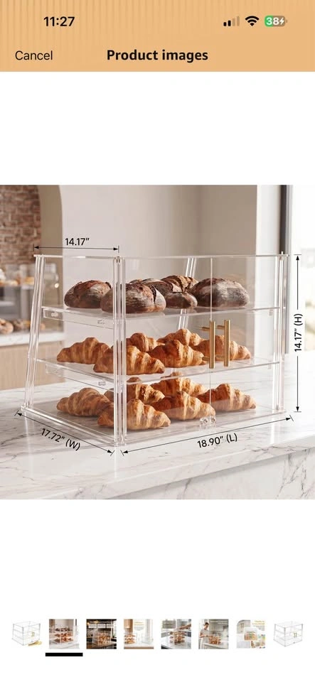 3-Tier Acrylic Bakery Display Case with Gold Handles - photo 2
