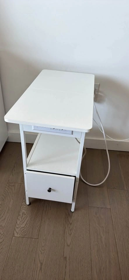 White Nightstand with Power Station and Drawer - photo 2