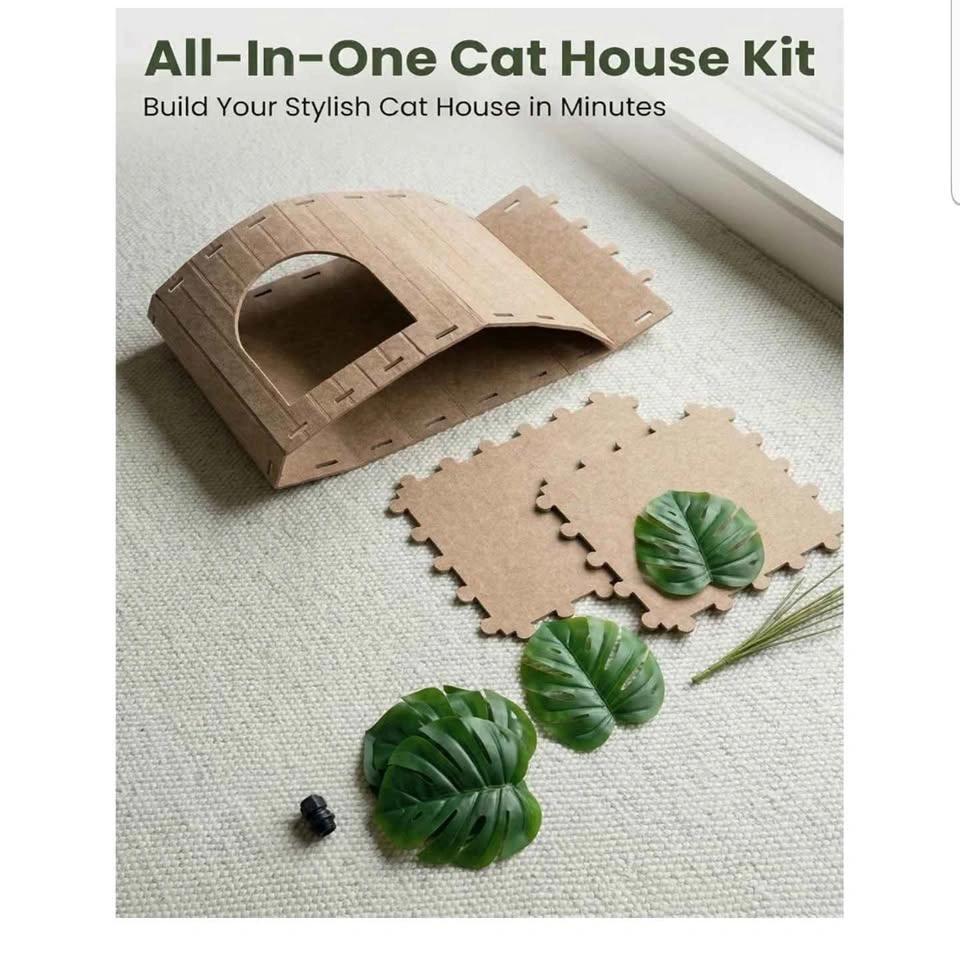 New cozy felt Cat house with decorative plant - photo 2