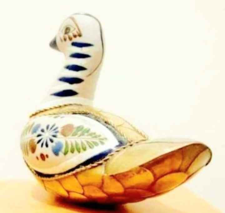 Vtg.Rare Hand Crafted Porcelain & Brass Tonala Duck - photo 3