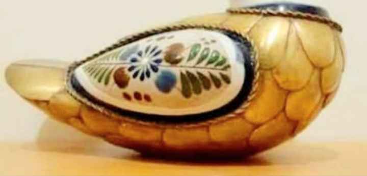 Vtg.Rare Hand Crafted Porcelain & Brass Tonala Duck - photo 5