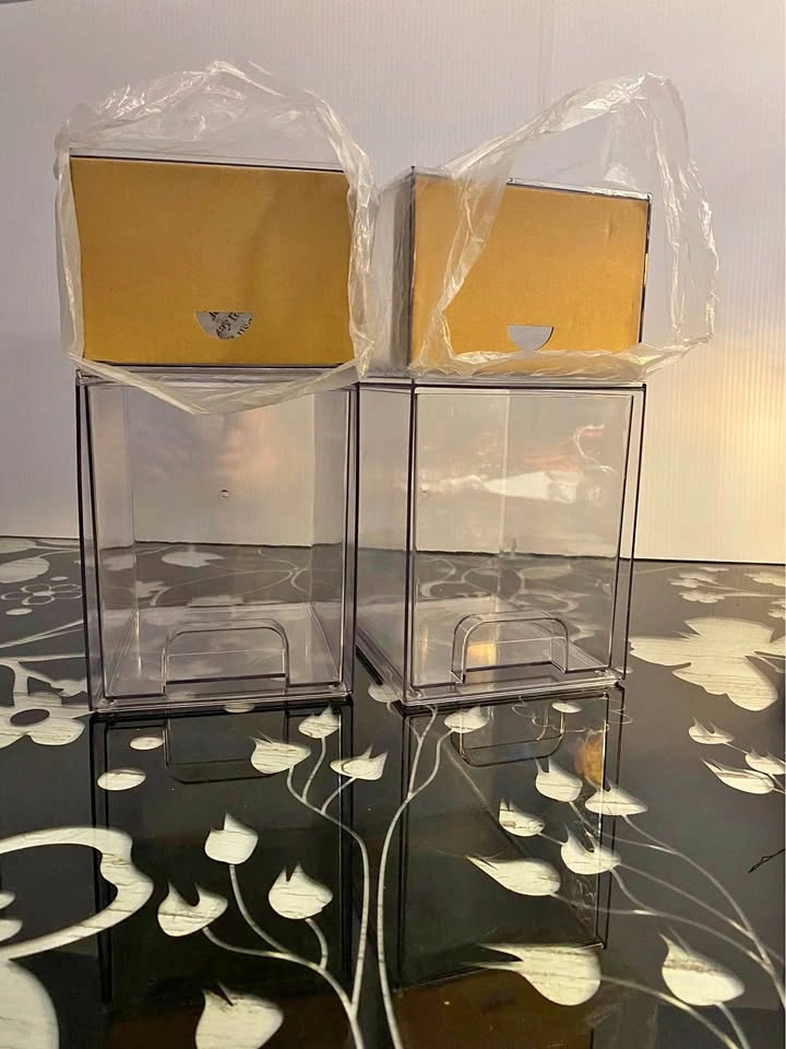 Set of 4 Clear Acrylic Stackable Storage Bins