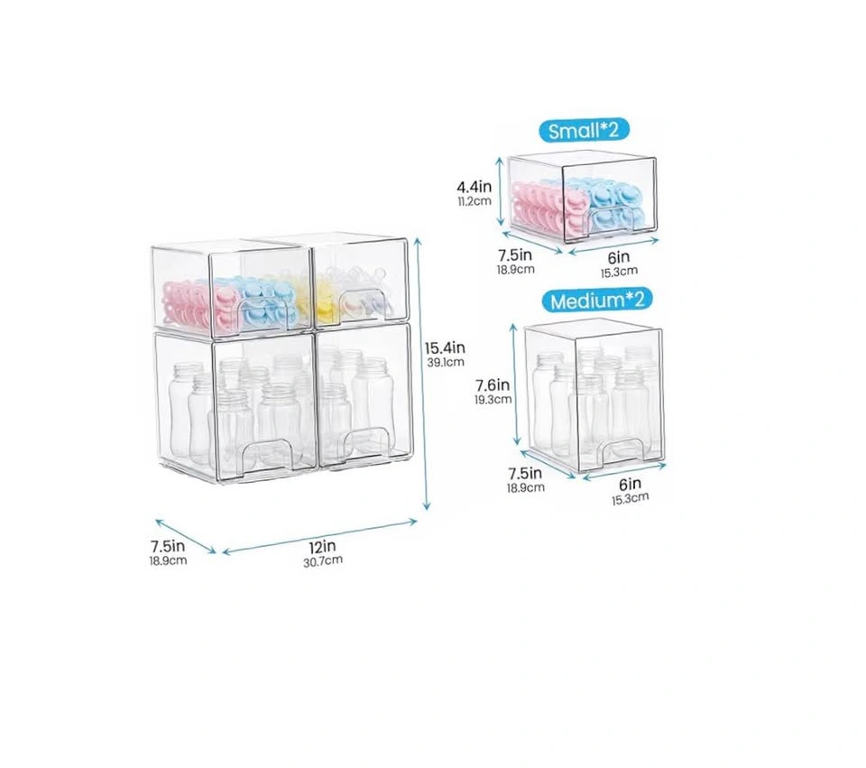 Set of 4 Clear Acrylic Stackable Storage Bins - photo 3