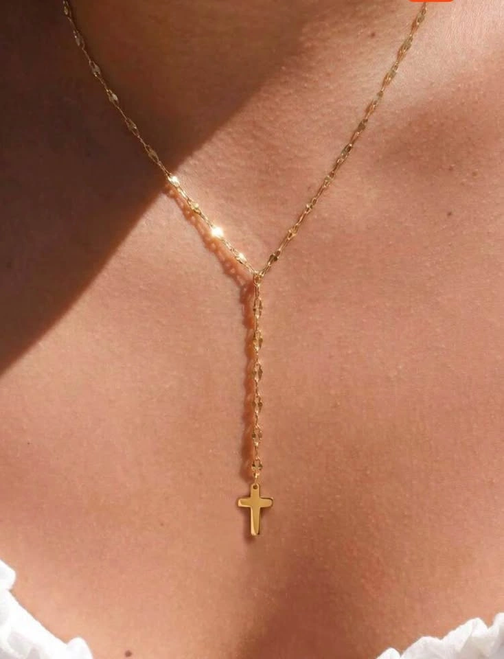 Gold-Toned Rosary Necklace with Cross and Miraculous Medal - photo 2