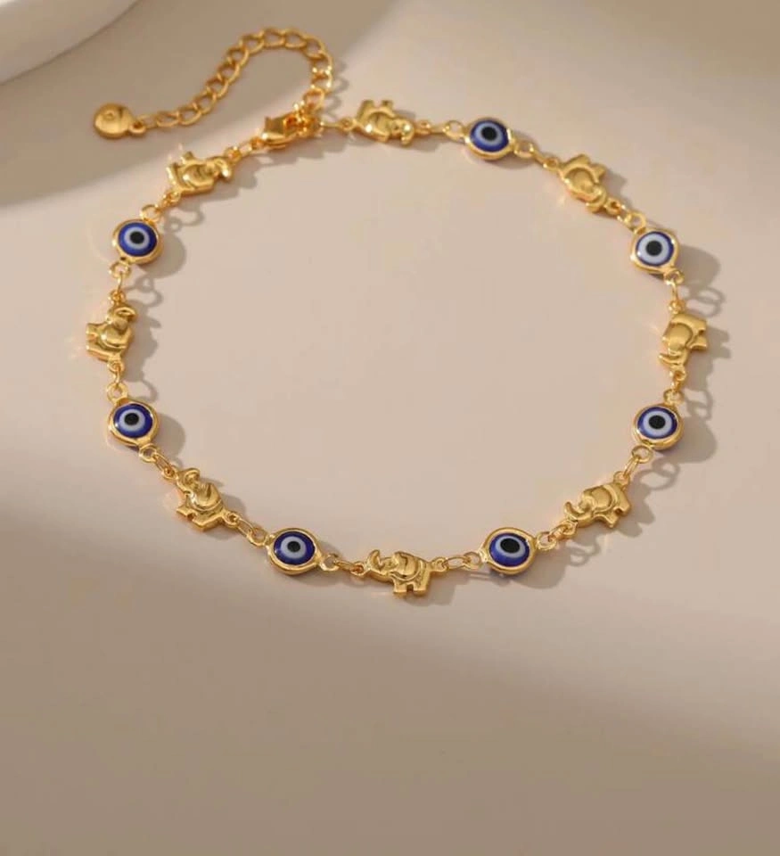 Gold Elephant and Evil Eye Charm anklet - photo 2