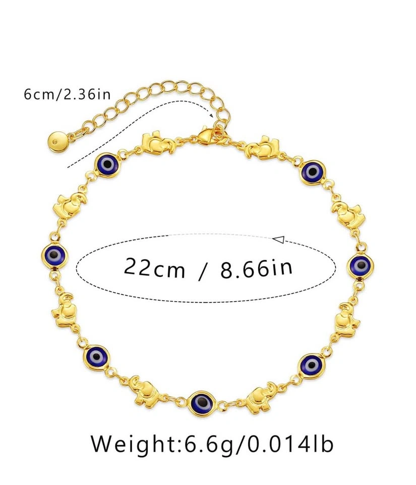 Gold Elephant and Evil Eye Charm anklet - photo 3