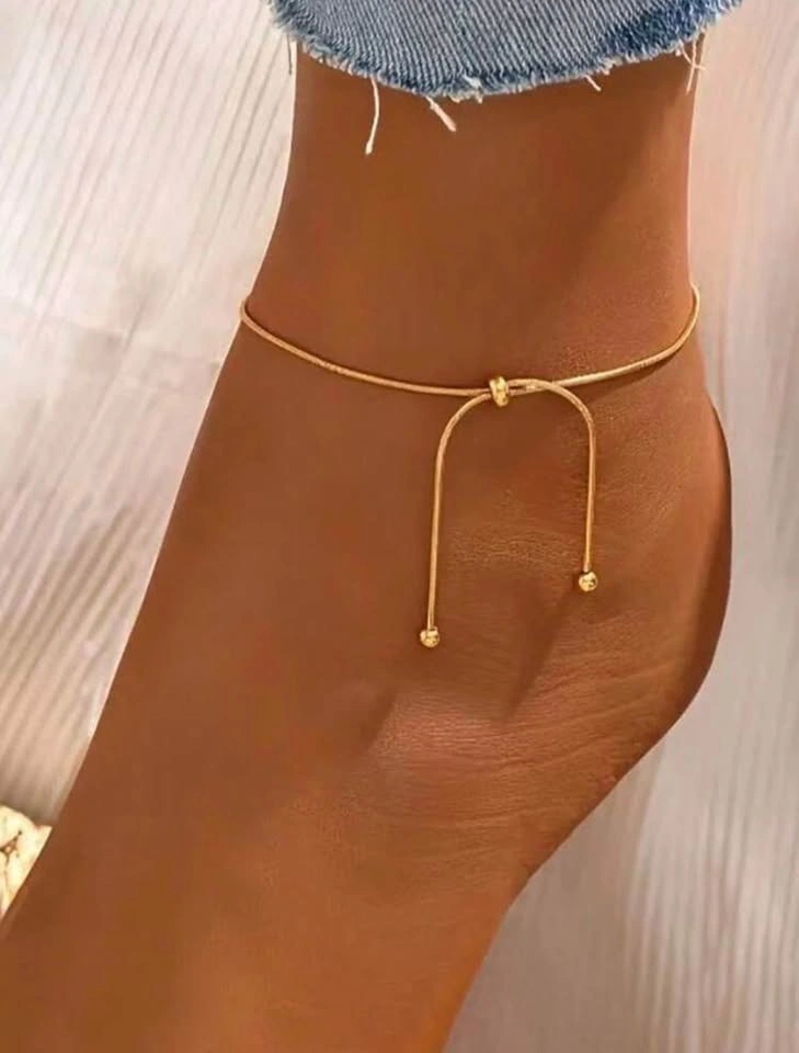 Adjustable Gold-Toned Snake Chain Anklet - photo 2