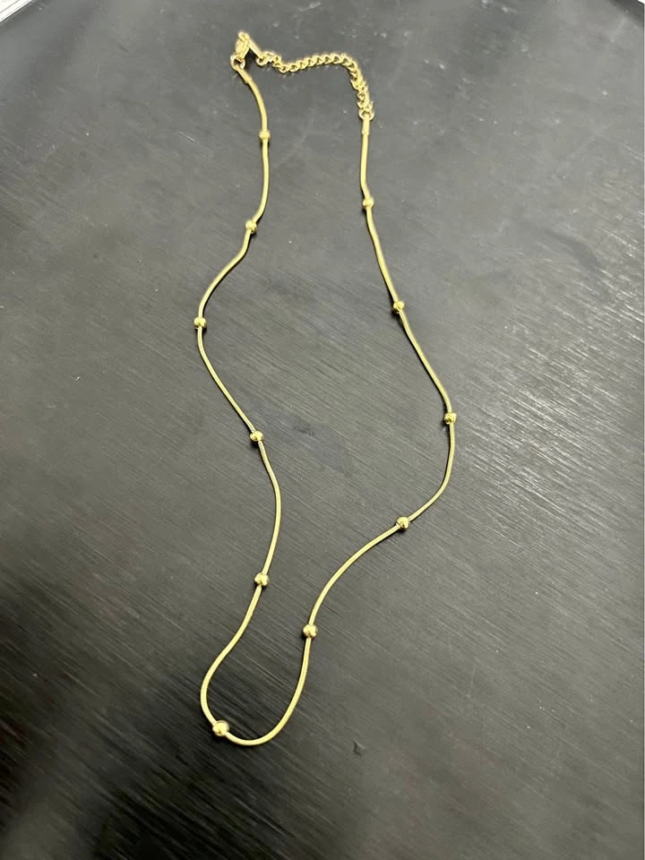 Gold-Toned Beaded Snake Chain Necklace
