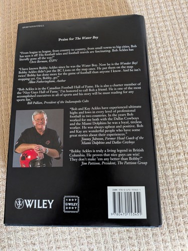 The Water Boy Bobby Ackles 2007 Hardcover CFL NFL Biography - photo 2