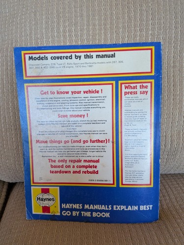 Haynes Chevrolet Camaro V8 1970-1981 Owners Workshop Repair Manu - photo 2