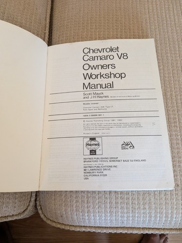Haynes Chevrolet Camaro V8 1970-1981 Owners Workshop Repair Manu - photo 4