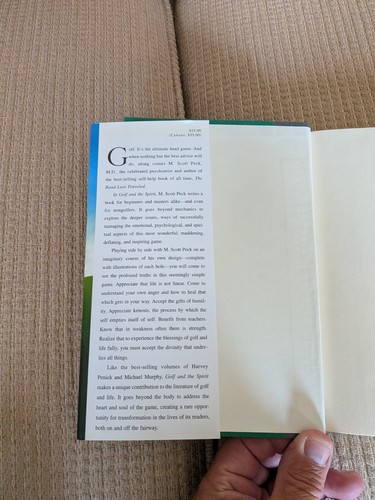 Golf and the Spirit M. Scott Peck Hardcover Dust Jacket - photo 4
