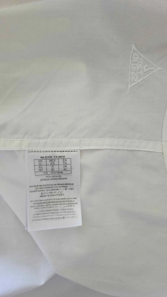 GUESS Men’s White Long Sleeve Stretch Button-Down Shirt - Size X - photo 2
