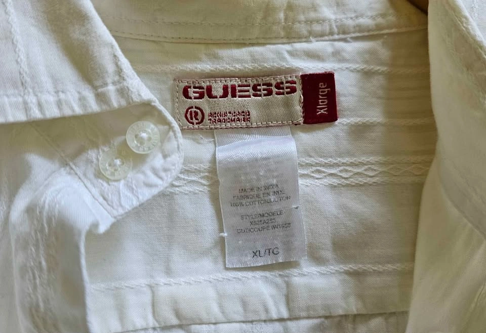 Vintage GUESS Men’s Tonal Embroidered Long Sleeve Shirt - Size X - photo 3