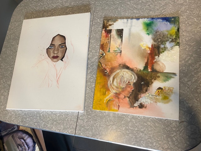 3 pieces of art - faces