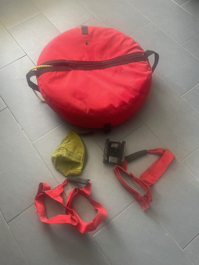 Scuba diving instructor float, lead, pony bracket, tank carriers