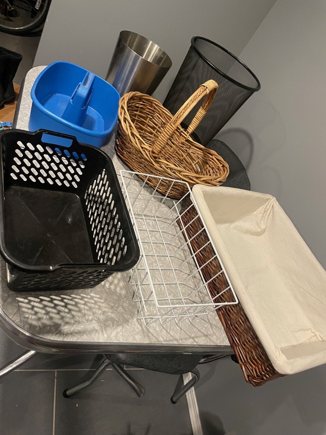 6 baskets and 2 waste paper baskets