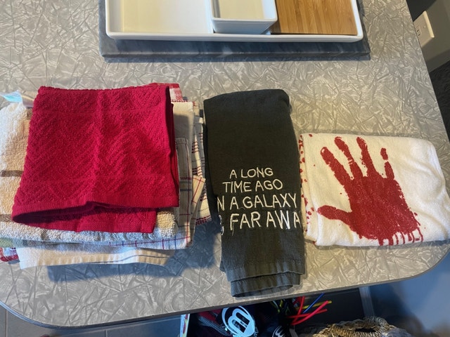 13 tea towels and 2 dish cloth - some new