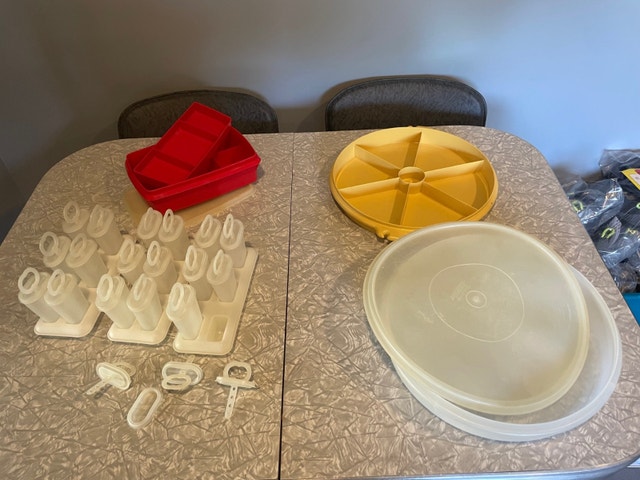 Tupperware Popsicle molds, Round containers and Square organizer