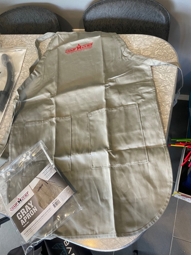 New Camp Chef BBQ Apron and BBQ utensils