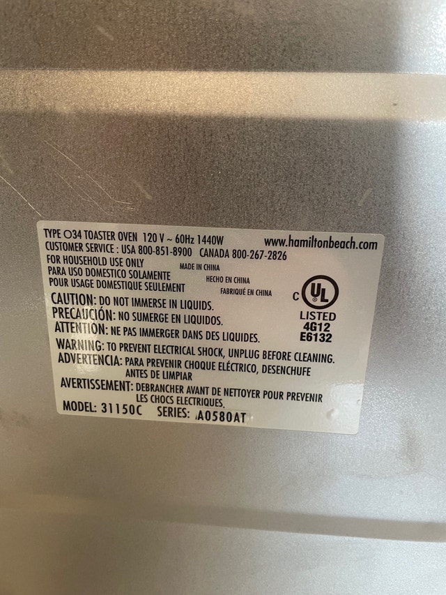 Hamilton Beach Toaster oven 31150C - photo 3