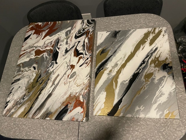 2 canvas abstract art
