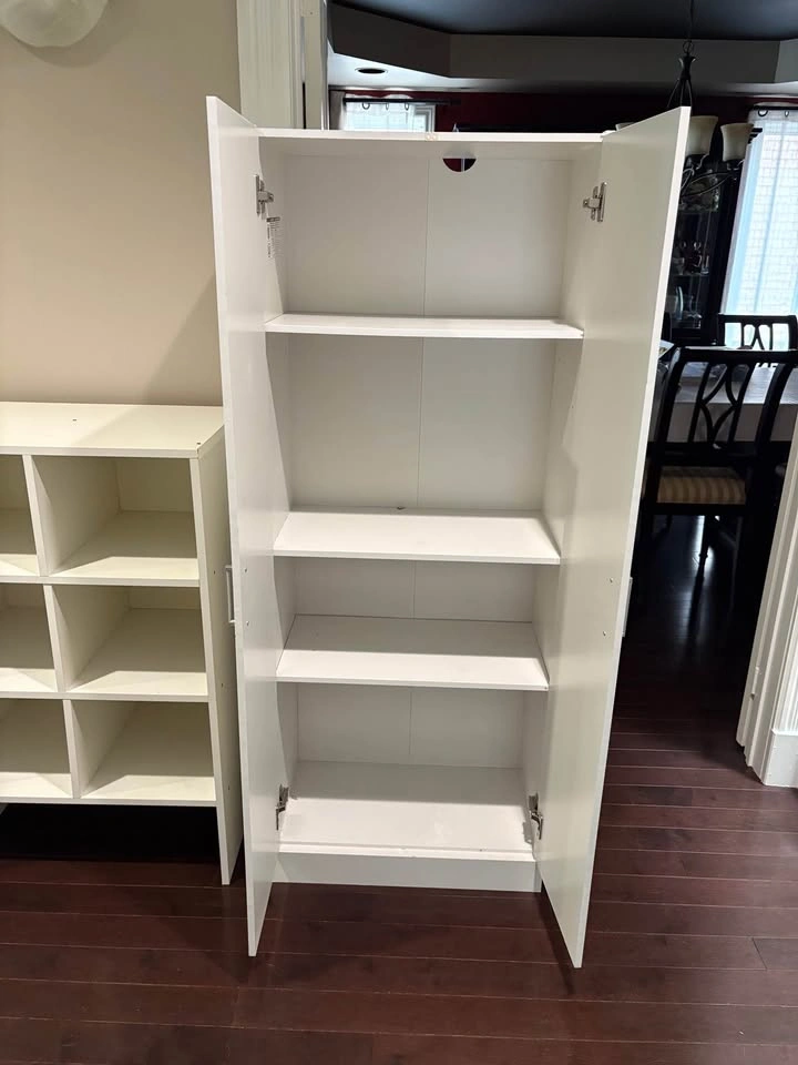 USED 2-Door Storage/Pantry Cabinet With Adjustable Shelves, Whit - photo 3