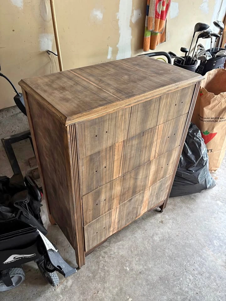 Vintage 1950s Waterfall Tallboy Dresser – Bookmatched Walnut
