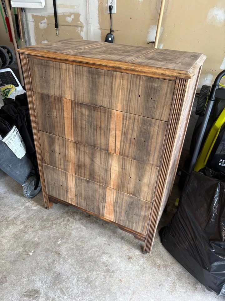 Vintage 1950s Waterfall Tallboy Dresser – Bookmatched Walnut - photo 2