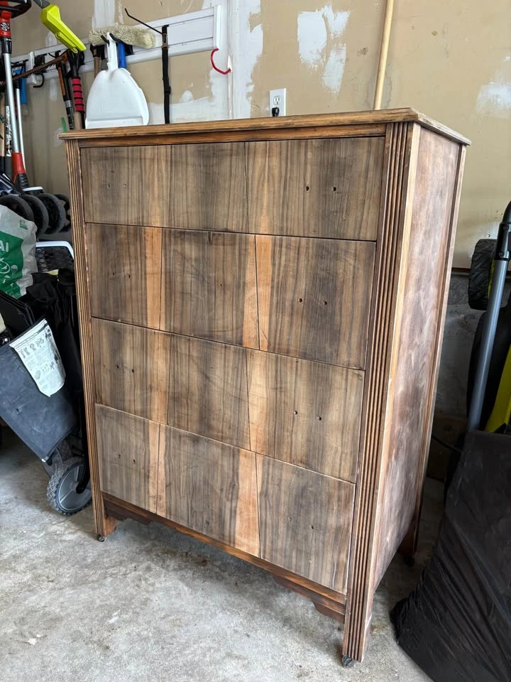 Vintage 1950s Waterfall Tallboy Dresser – Bookmatched Walnut - photo 3