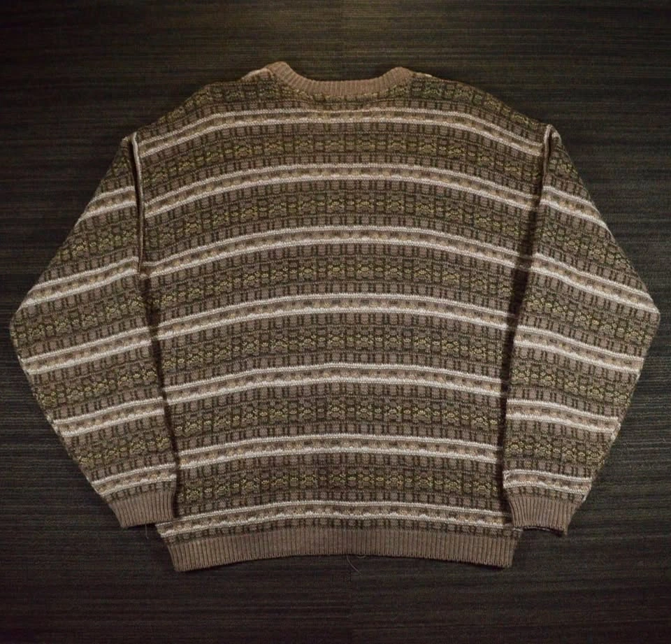 Classics Men's Geometric Grandpa Crewneck Sweater L Brown - photo 2