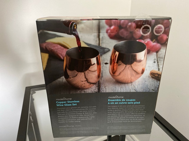 copper stemless wine glass set (4) $10! - photo 2