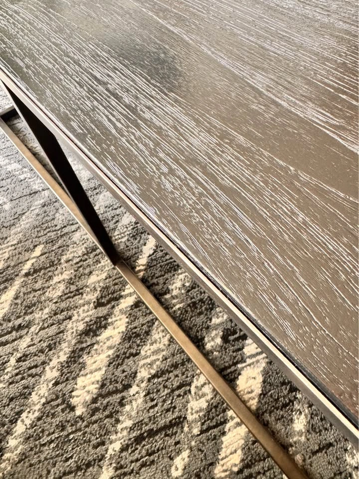 Black Wood Grain Coffee Table with Metal Frame - photo 2