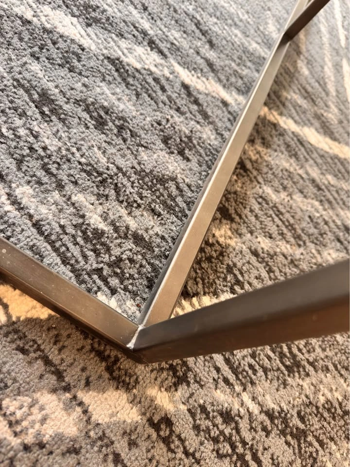 Black Wood Grain Coffee Table with Metal Frame - photo 4