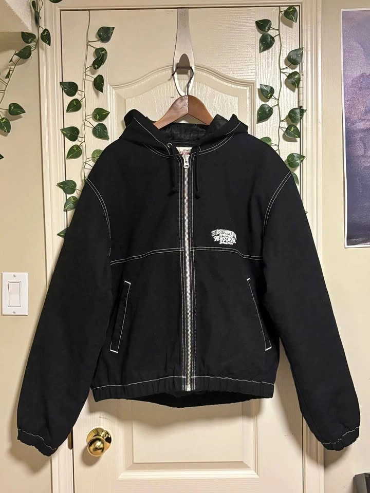 Stussy embroidered work Jacket contrast stitch