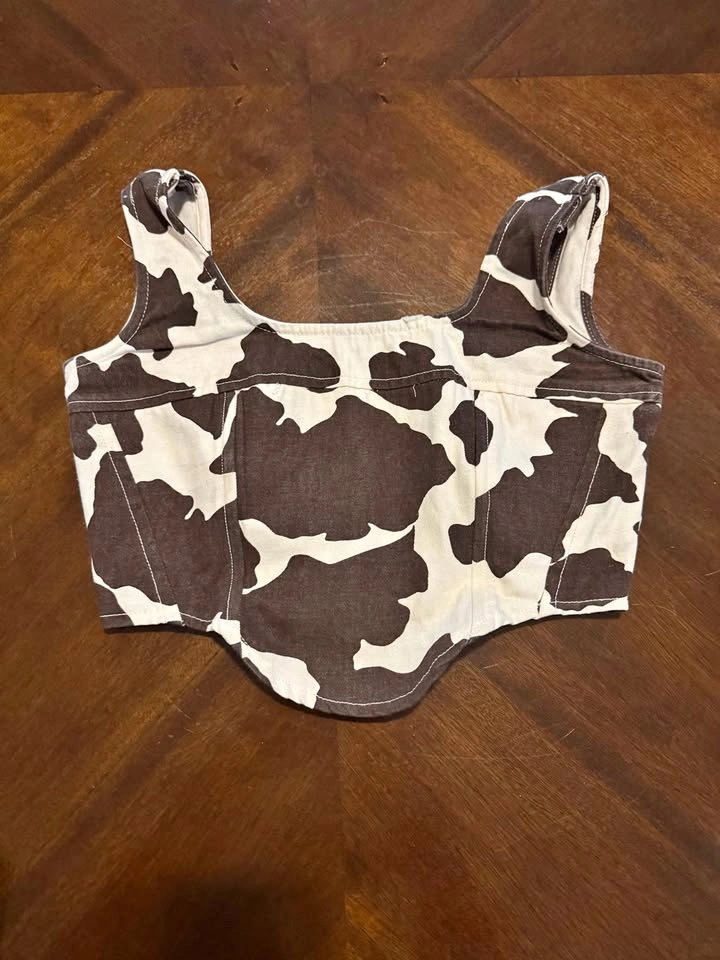 Brown Cow Print Top