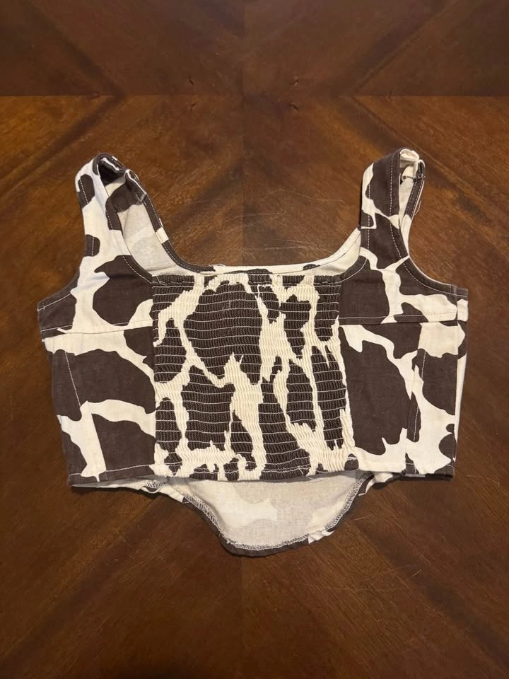 Brown Cow Print Top - photo 2
