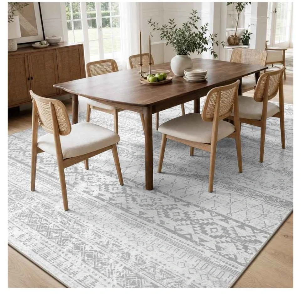 Brand new 8x10 Boho Moroccan Rug – Washable Grey/Neutral Non-Sli - photo 2