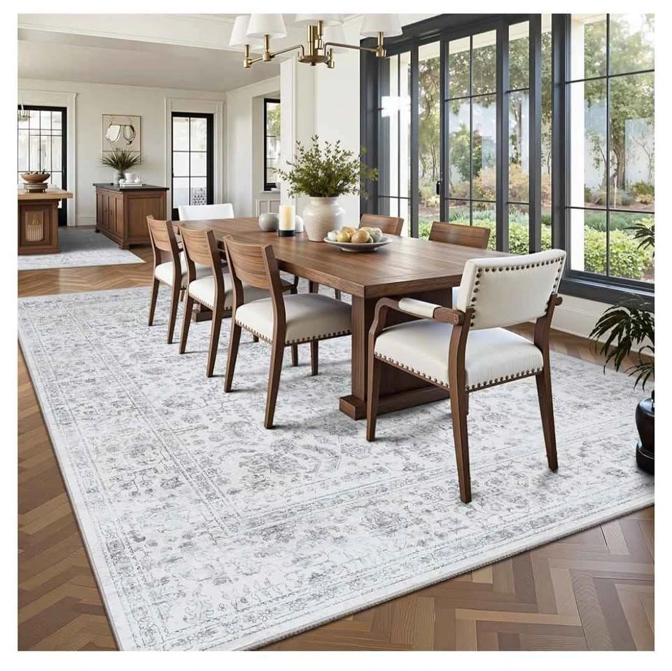 Brand new 8x10 Retro Floral Area Rug - Gray (Machine Washable, N - photo 3