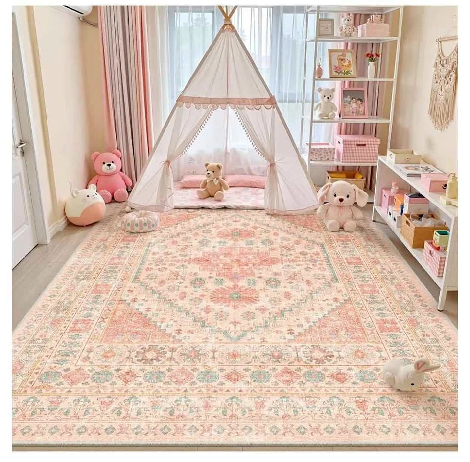 Brand new Pink Vintage 8x10 Area Rug - Washable & Non-Slip