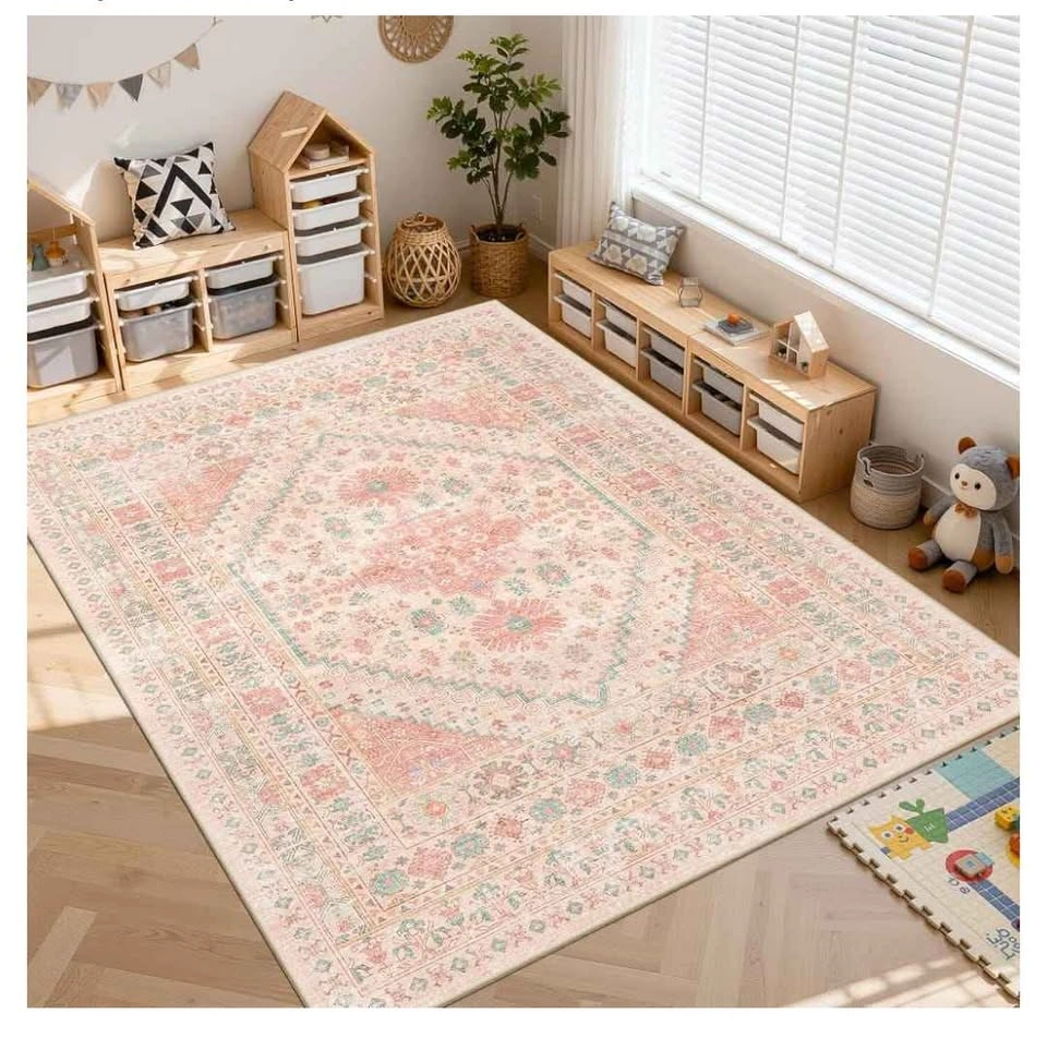 Brand new Pink Vintage 8x10 Area Rug - Washable & Non-Slip - photo 4
