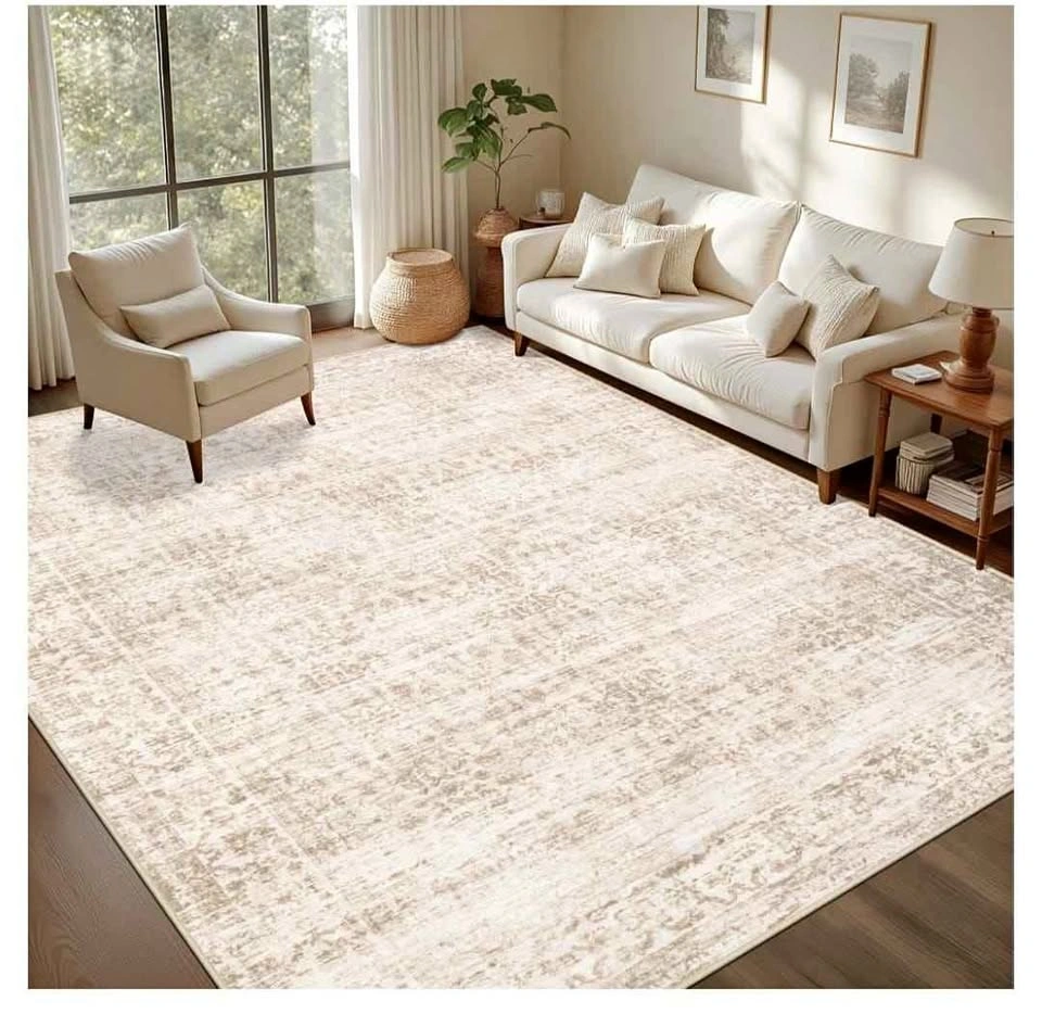 Brand new 8x10 Washable Area Rug Boho Beige Brown No-Slip