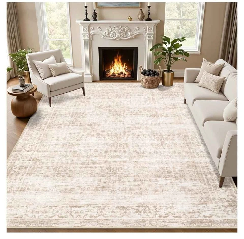 Brand new 8x10 Washable Area Rug Boho Beige Brown No-Slip - photo 2