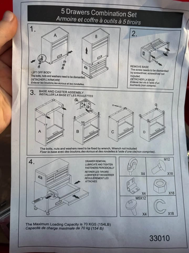 Brand New 2-in-1 Rolling 5-Drawer Tool Chest and Cabinet - photo 4