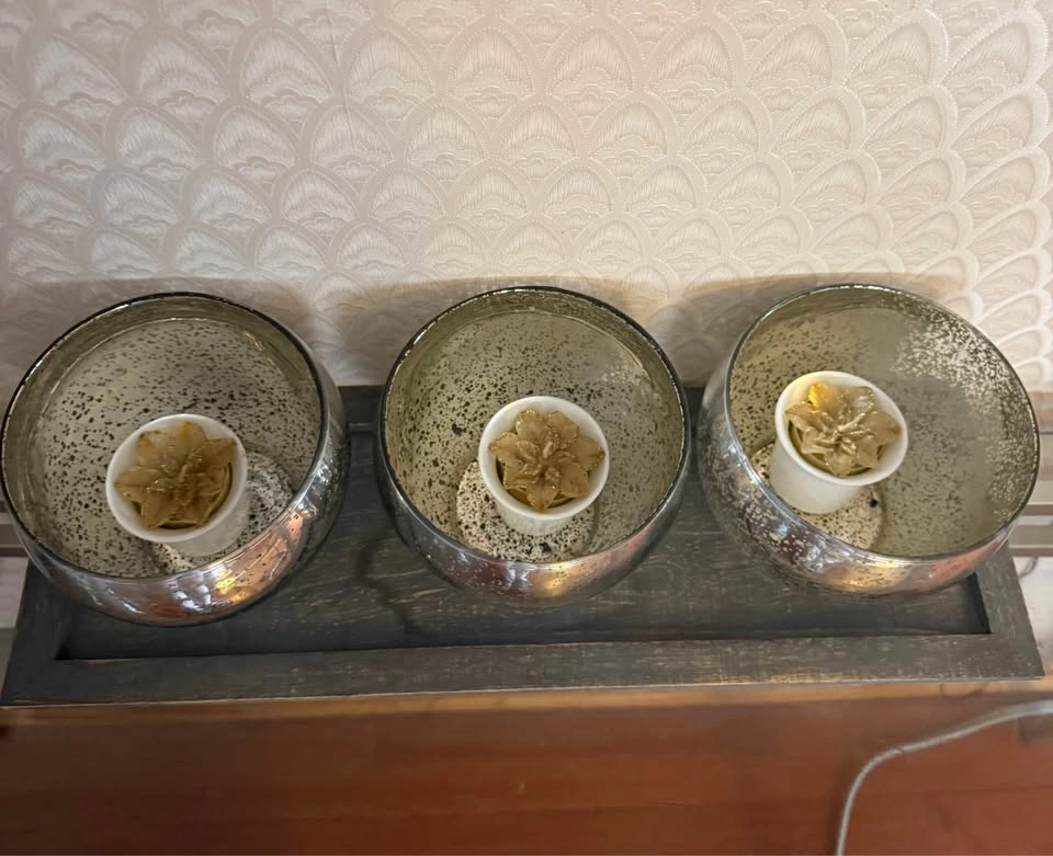 Tea Light mottled mercury glass votive/candle bowls set - photo 2