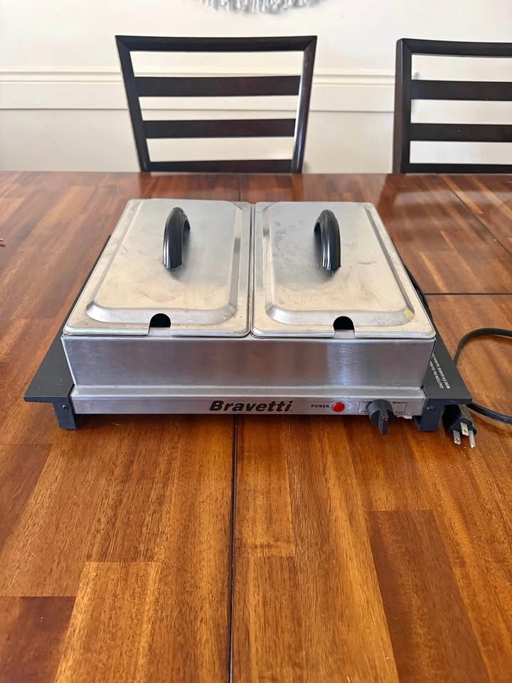 Bravetti 2 tray stainless steel buffet server