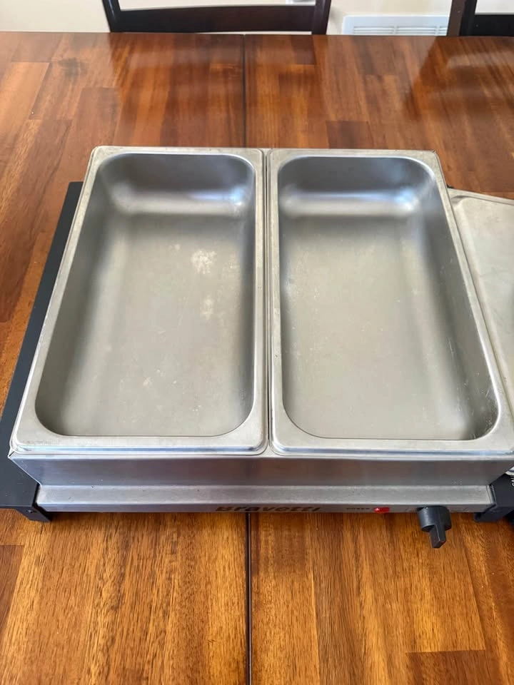 Bravetti 2 tray stainless steel buffet server - photo 2